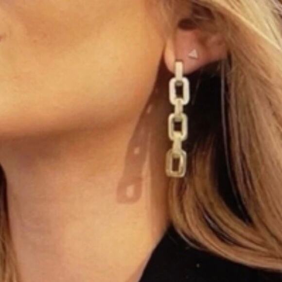 Eddie Borgo Supra Link Drop Earrings Gold 12K Finish Modern Luxe Statement NEW - Picture 3 of 10